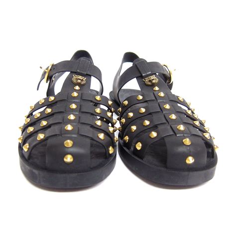 gucci rubber gladiator sandals|Gucci perforated rubber sandals.